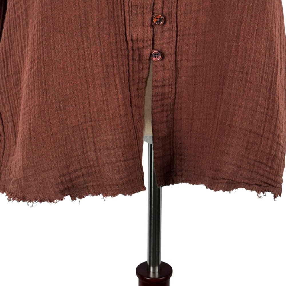 Urban Outfitters Button Up Long Sleeve Gauzey Cotton Shirt in Brown Size Medium - Picture 7 of 8